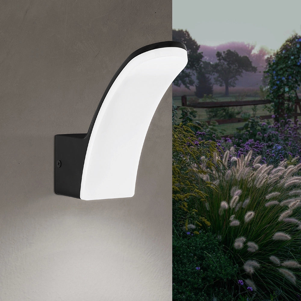 Applique Esterno Contemporanea Fiumicino Alluminio Nero Policarbonato Bianco Led