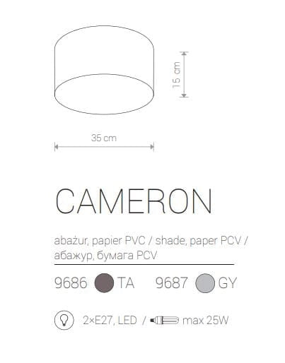 Nowodvorski Cameron plafoniera rotonda grigia 35 cm E27