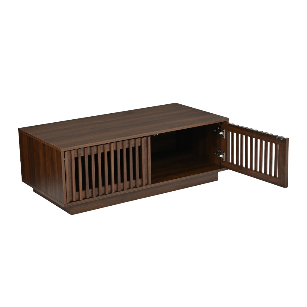 Tavolino da caffè con 2 ante e 2 vani - per soggiorno - in MDF e truciolare - 100×50×35 cm