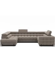Divano panoramico convertibile FACTORY 3 posti beige – angolo sinistro con vano contenitore – versione 2