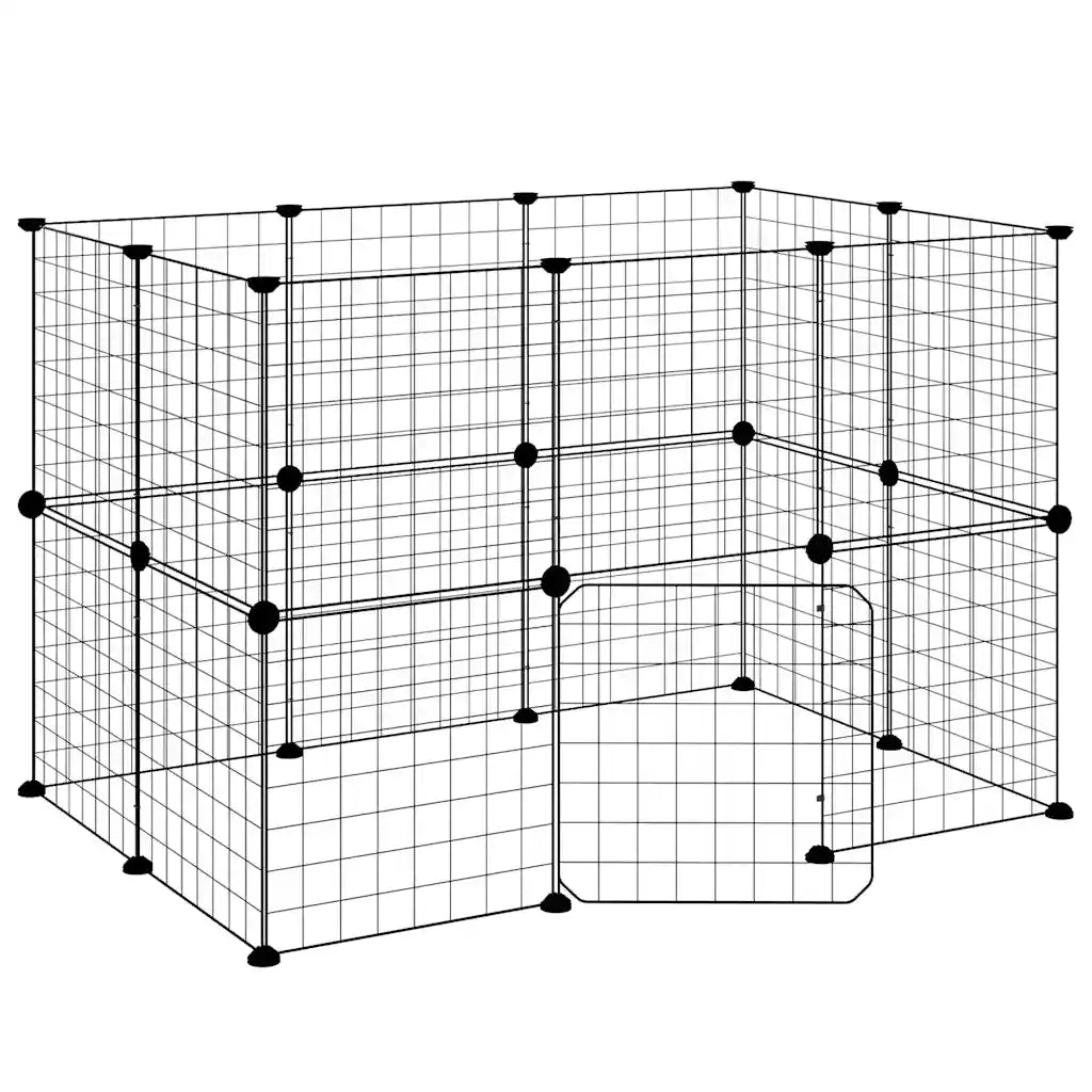 Gabbia per Animali 20 Pannelli con Porta Nera 35x35 cm Acciaio 3114037