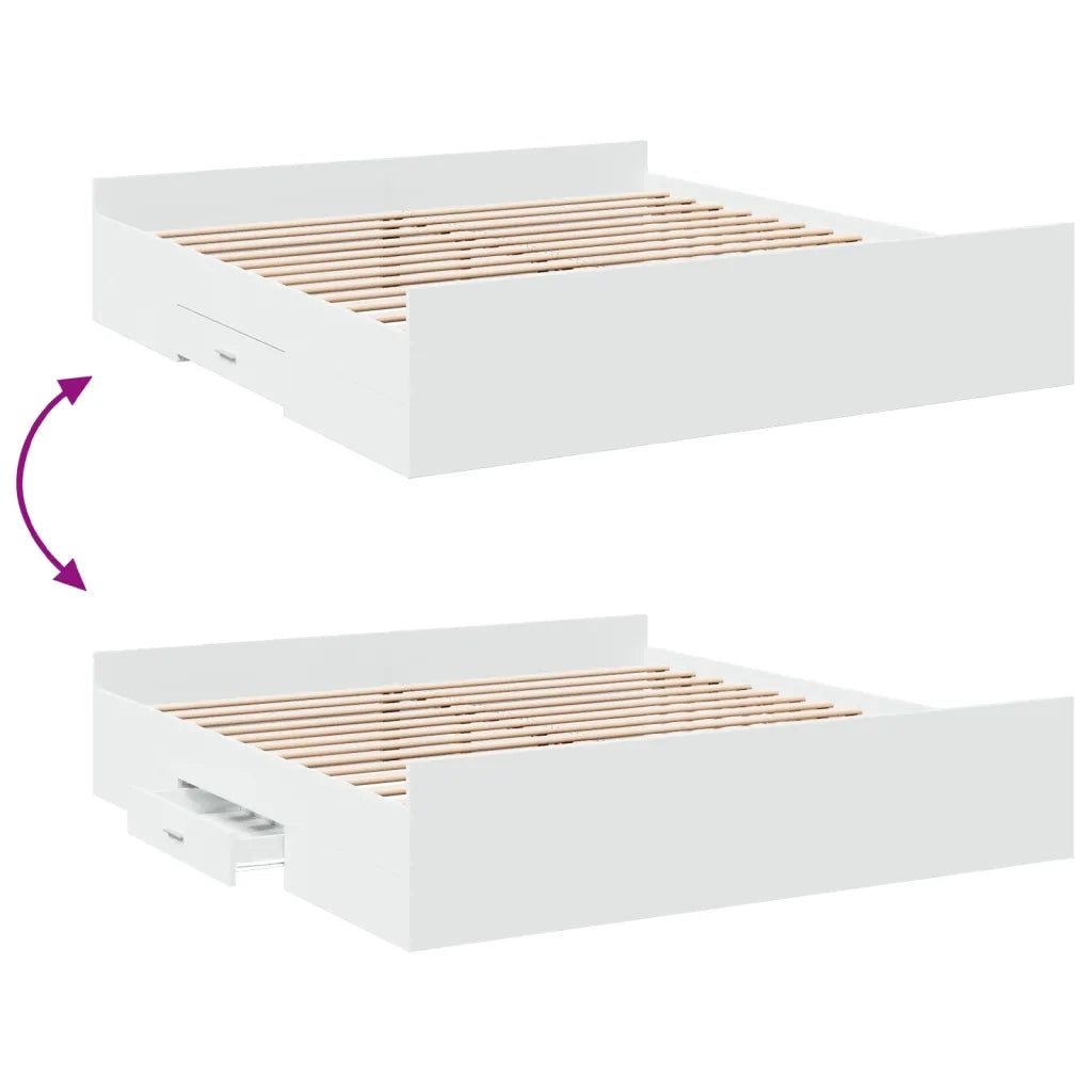 Giroletto con Cassetti Bianco 180x200 cm in Legno Multistrato