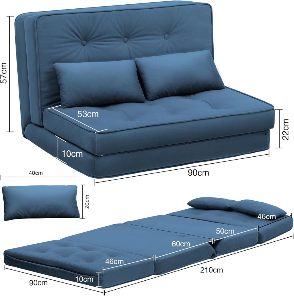 Divano letto piccolo bed 2 mini divano letto regolabile a 6 livelli, soggiorno, camera da letto e campeggio, blu