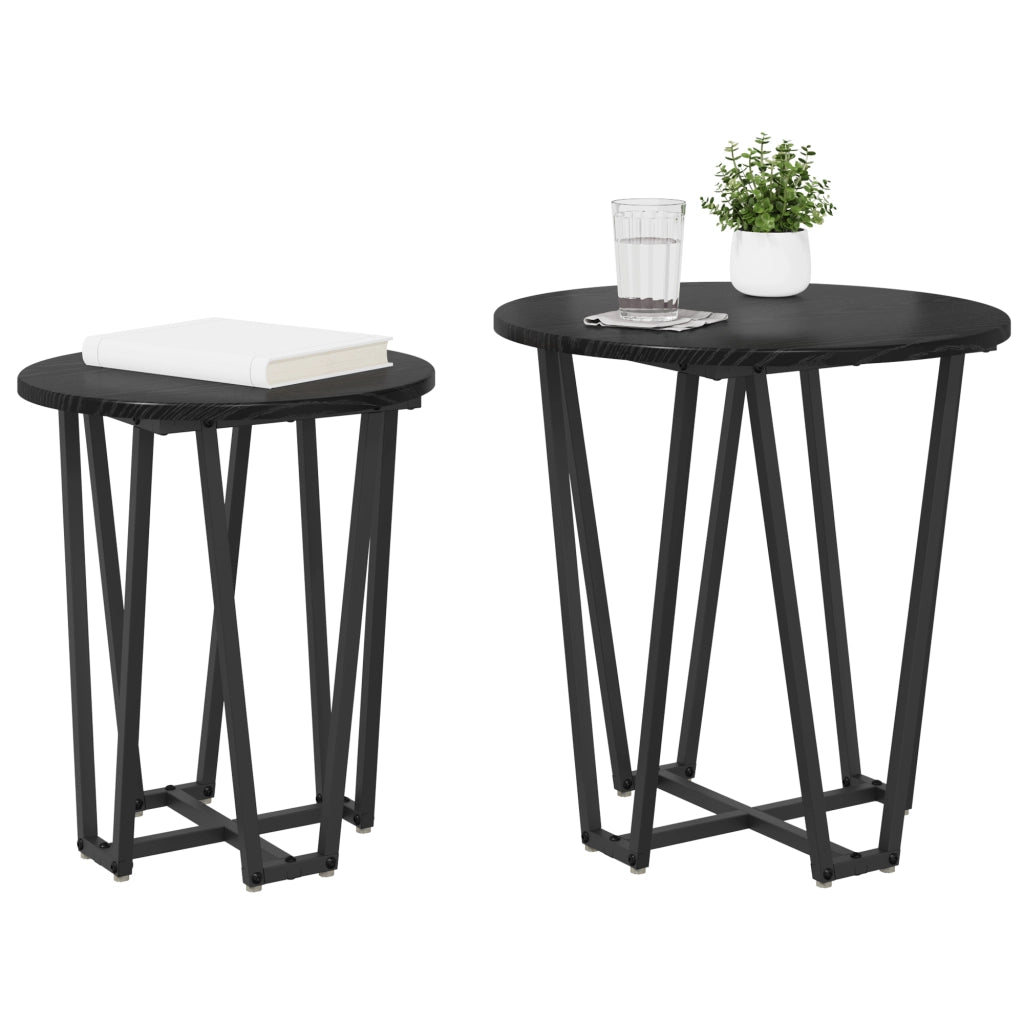 Set di Tavolini di 2 - Rovere nero MDF e metallo