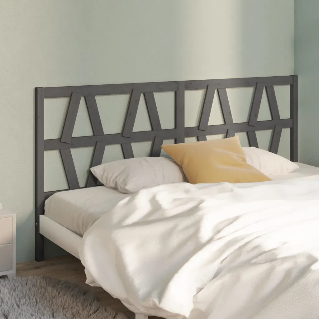 Testiera | Testata per Letto Grigia 206x4x100cm in Legno Massello di Pino