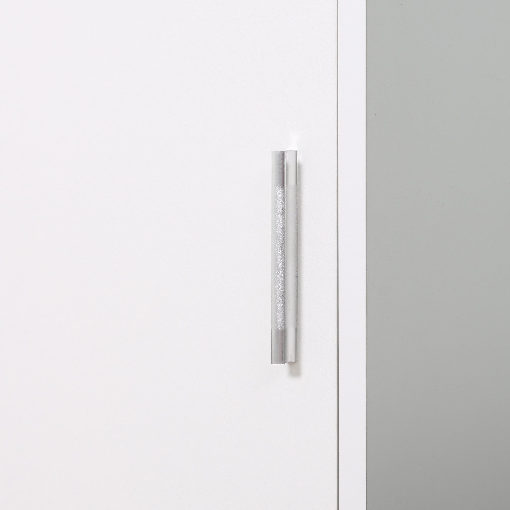 Mobile a Colonna Bagno 32x28x162 cm con Anta Superiore a Specchio Rivestimento in Melamina Bianco