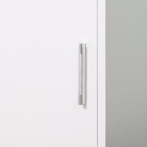 Mobile a Colonna Bagno 32x28x162 cm con Anta Superiore a Specchio Rivestimento in Melamina Bianco