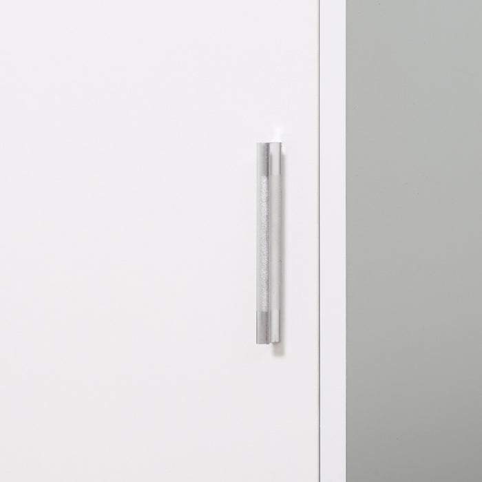 Mobile a Colonna Bagno 32x28x162 cm con Anta Superiore a Specchio Rivestimento in Melamina Bianco