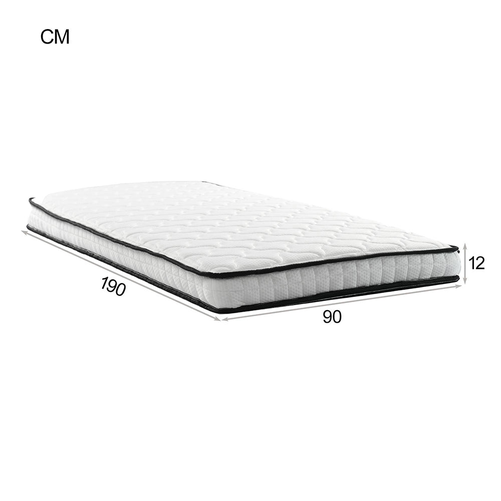 Materasso a Molle 90x190cm H3 12cm - Xylo - Ergonomico, Sollievo Lombare, Arrotolato