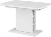 Tavolo da pranzo Estensibile Fenaro, Bianco, 120/160 x 80 cm con scomparti aperti