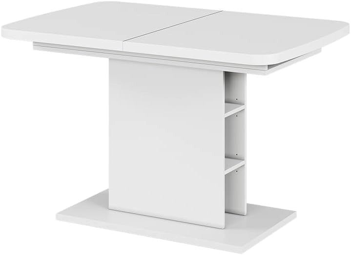 Tavolo da pranzo Estensibile Fenaro, Bianco, 120/160 x 80 cm con scomparti aperti
