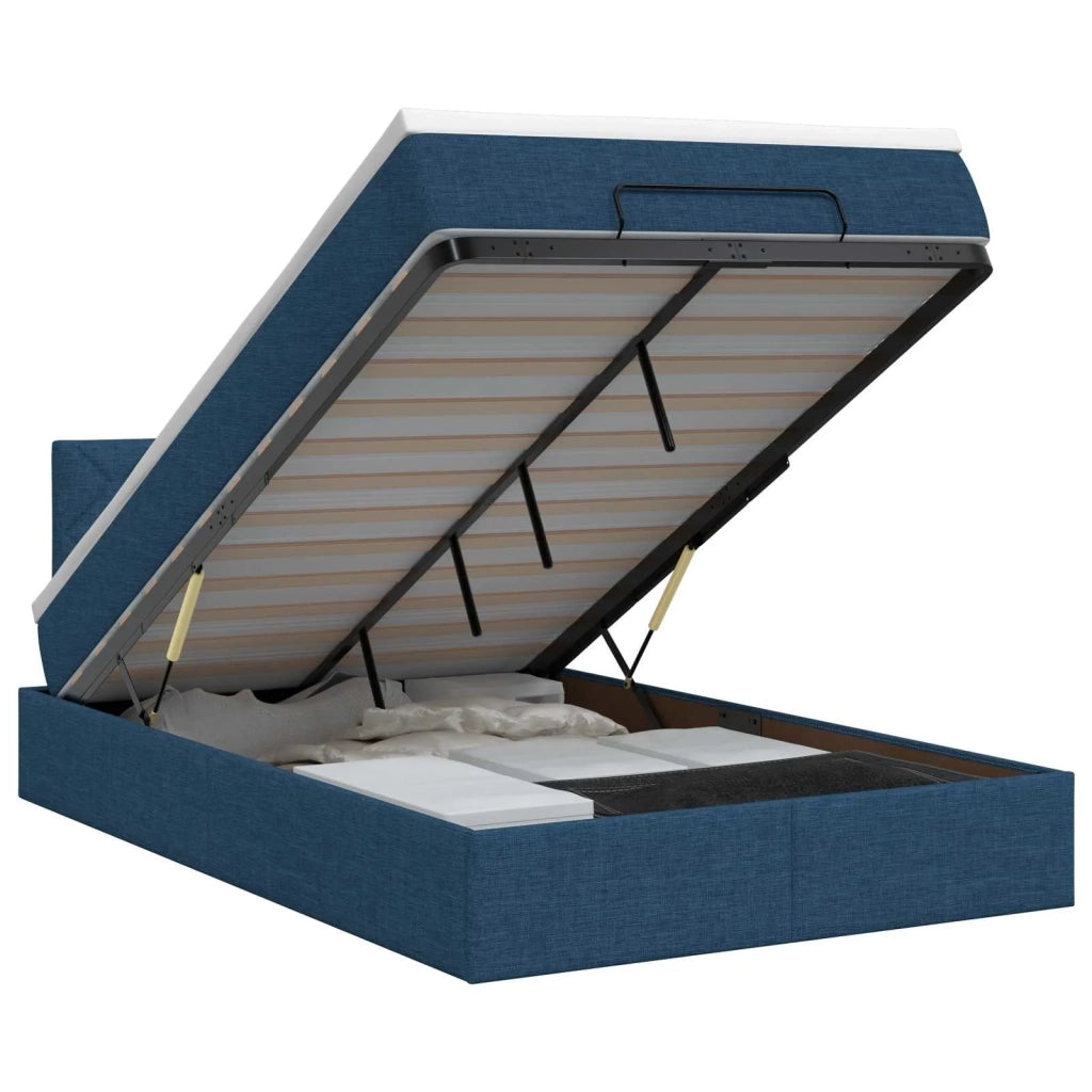 Letto ottomano con materasso Blu 120 x 200 cm Tessuto 3457569