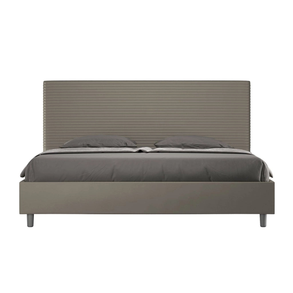 Letto con rete imbottito 180x210 similpelle cappuccino Focus