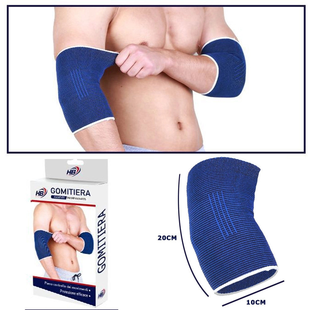 Trade Shop - Coppia Gomitiera Fascia Elastica Supporto Per Gomito Sport Anallergico Blu -