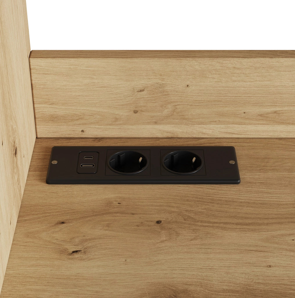 Credenza alta con ampio spazio contenitivo 100;5x40x178 cm in truciolare colore legno