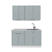 Cucina completa Fame-Line Blu-grigio chiaro/Bianco 140 cm, PL Marmo Vicco