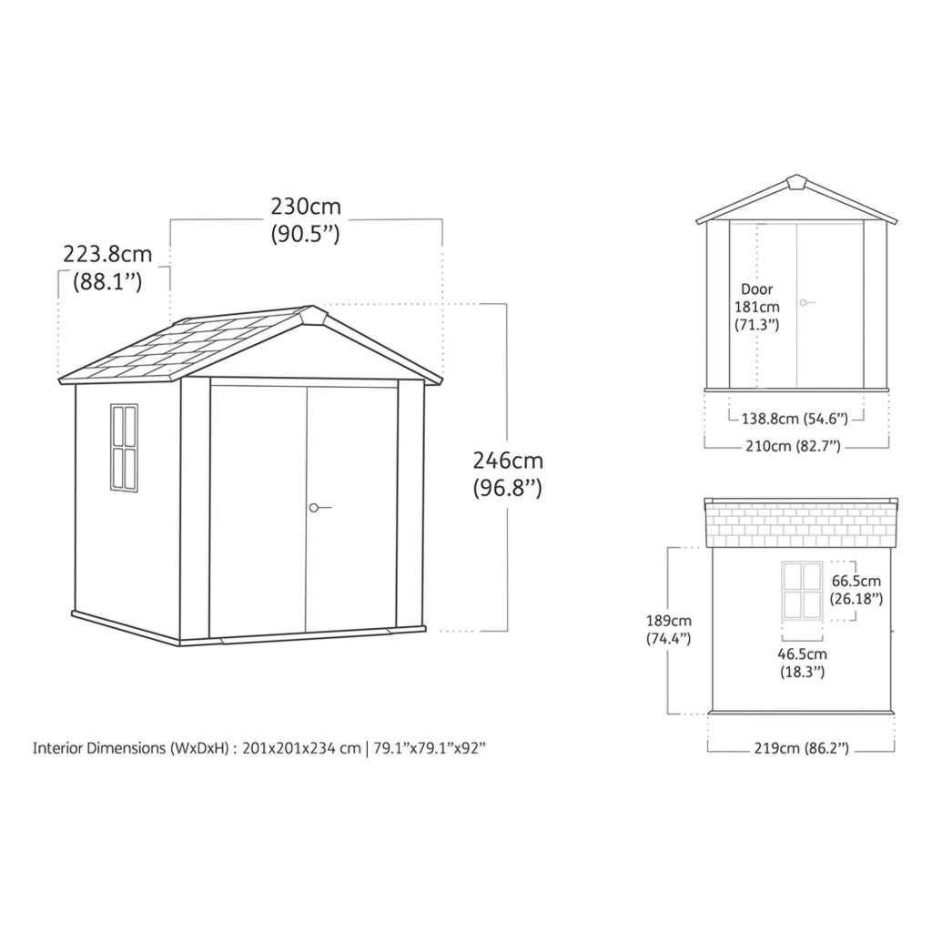 Mattoon, Casetta da Giardino Pavimento Rialzato, Modulabile, Lucchettabile, 224x230x246h cm Marrone Noce