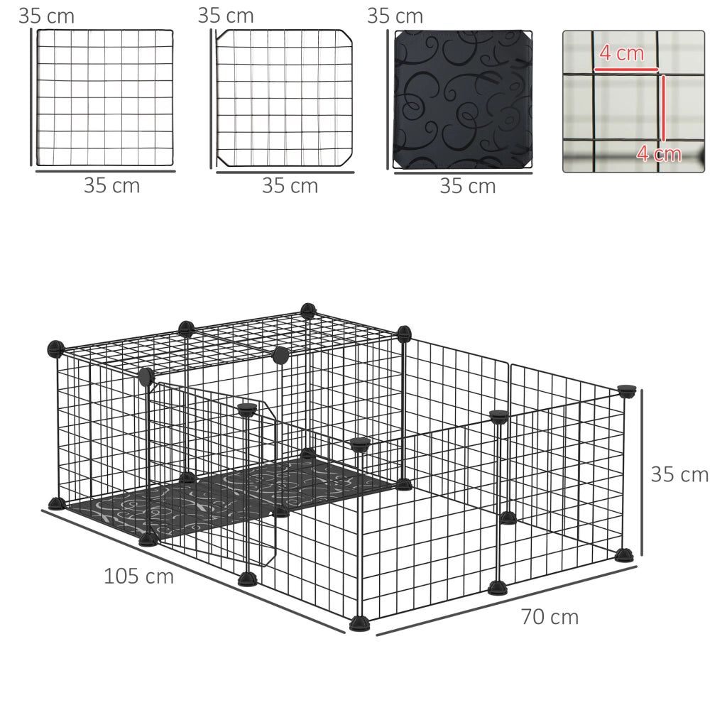 Recinto per Animali Modulabile ¨C zephmum ¨C 105x70x35 cm Nero