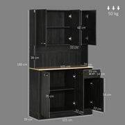 MOBILE DISPENSA ALTO IN LEGNO CON CASSETTI E ARMADIETTI, 101X39X180 CM, NERO