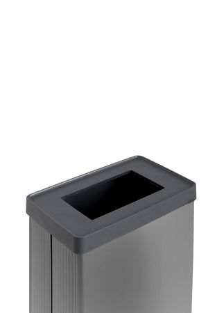 Pattumiera Alta 54L Interno Esterno Keter Verto Recycle 43,5x26,5x68,7 cm con Bordo Copri Sacco in Plastica Grigio Perla