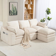 Divano 3 Posti con Poggiapiedi e Cuscini in Tessuto ¨C Xylo ¨C Beige
