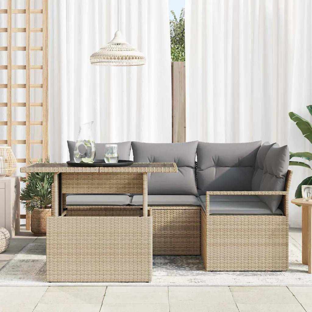 Set Divano da Giardino 5 pcs Beige Poly Rattan 3357553