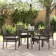Set pranzo giardino con cuscini Marrone Polyrattan