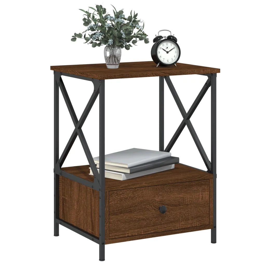 Comodino | Armadio da Notte | Mobiletto da notte Rovere Marrone 50x41x65 cm in Legno Multistrato