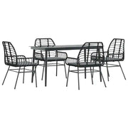 Set da Pranzo da Giardino con Cuscini 5 pz | Set Salotto da Giardino Polyrattan Vetro