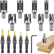 Set di fori con 14 punte - Forbici per metallo ad alta resistenza al carbone - Set di fori con punte a goccia - Forbici per legno - Trapani per legno - Set di punte per trapano per acciaio con alto contenuto di carbonio