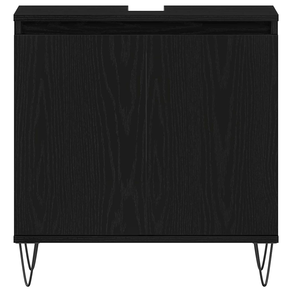 Set di mobili per il bagno 3 pcs Rovere Nero 30 x 30 x 190 cm 3333099