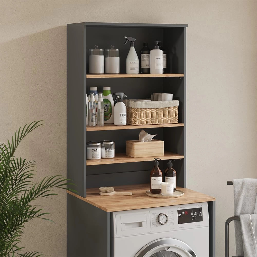 Mobile da bagno Viktor, Antracite/quercia dorata, 68 x 100.4 cm con ripiani aperti, da montare a parete per spazio aggiuntivo nel bagno