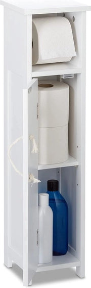 Supporto wc da terra, armadio bagno compatto, HBD: 71 x 18 x 20 cm, maniglia di corda, basso, comodino bagno in MDF, bianco