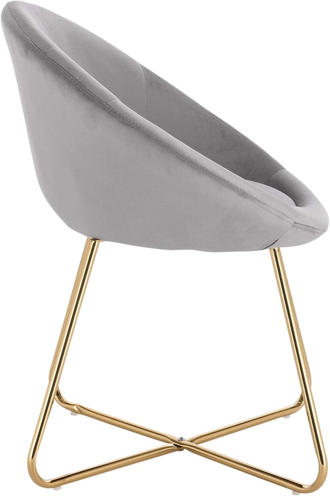 Set di 2 Sedie sala da pranzo Sedie cucina moderne poltrona, Adatte per Sala pranzo Soggiorno, Camera da Letto, Schienale, Tessuto di velluto, Oro Metallo, Grigio Chiaro BH217hgr-2