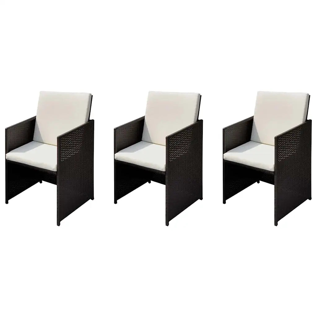 Sedie da giardino 3 pz | Sedie da Esterno Marrone 56 x 52 x 87 cm Poly Rattan