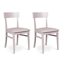 E-STYLO Sedia in legno laccato grigio chiaro con seduta rivestita in similpelle, imbottita, 44cm X 45cm H. 82cm.