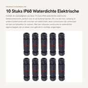 Connessione elettrica IP68 a prova d'acqua 10 pezzi - Box di connessione esterna - Per giardino e campeggio - 3 poli - affidabile e duraturo