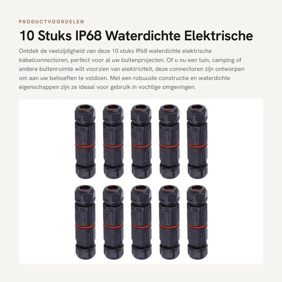 Connessione elettrica IP68 a prova d'acqua 10 pezzi - Box di connessione esterna - Per giardino e campeggio - 3 poli - affidabile e duraturo