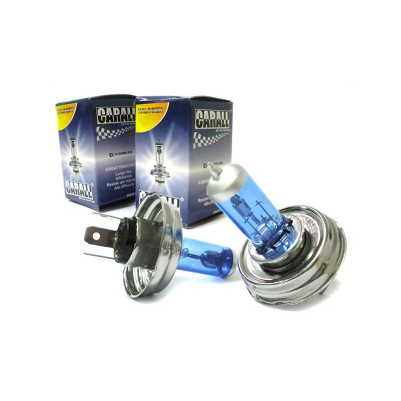Coppia 2 Lampade H5 H4 P45t 12V 60/55W Effetto Xenon Bianco Compatibile Auto d’Epoca