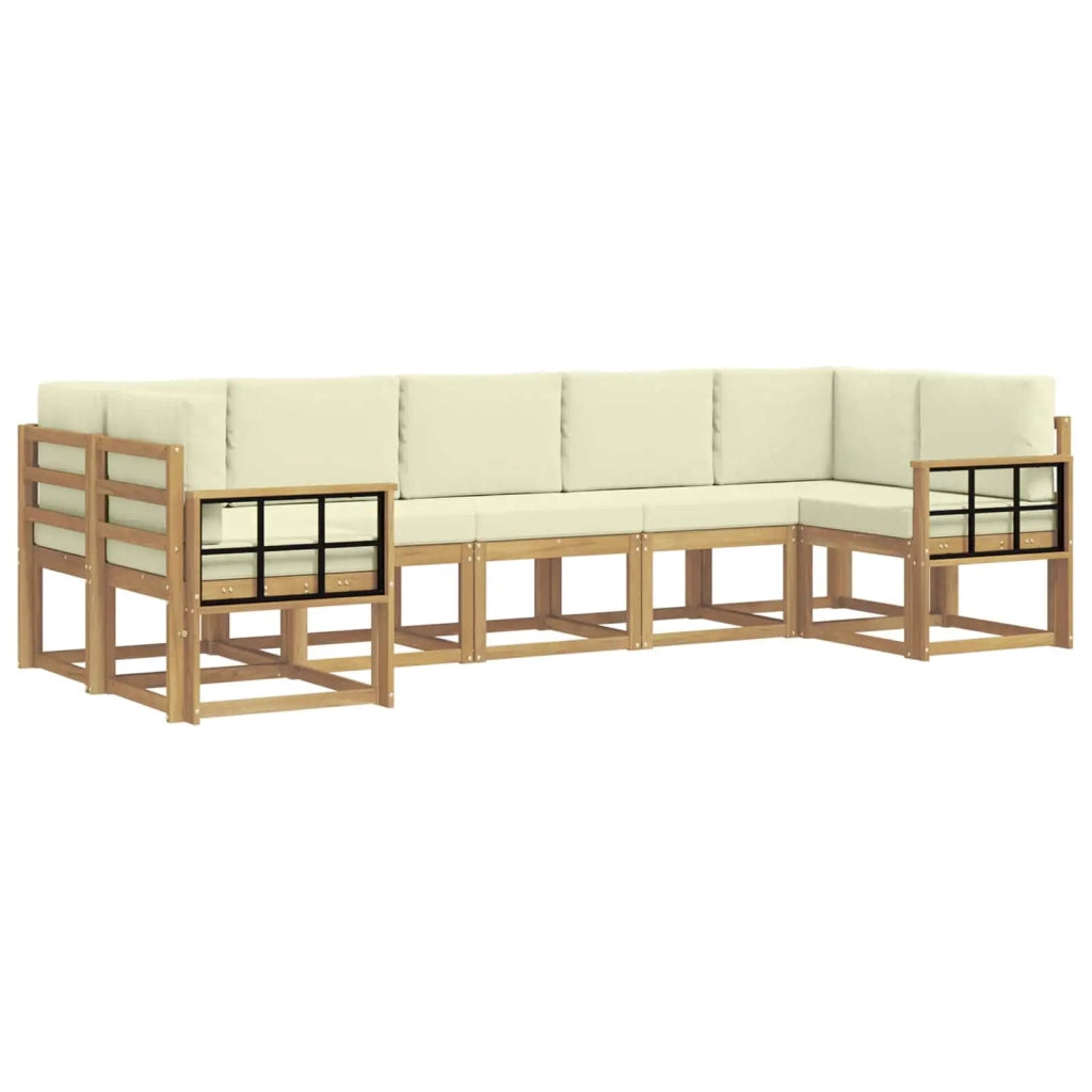 Set di divani da esterno con cuscino 7 pcs Bianco e Crema 3388164