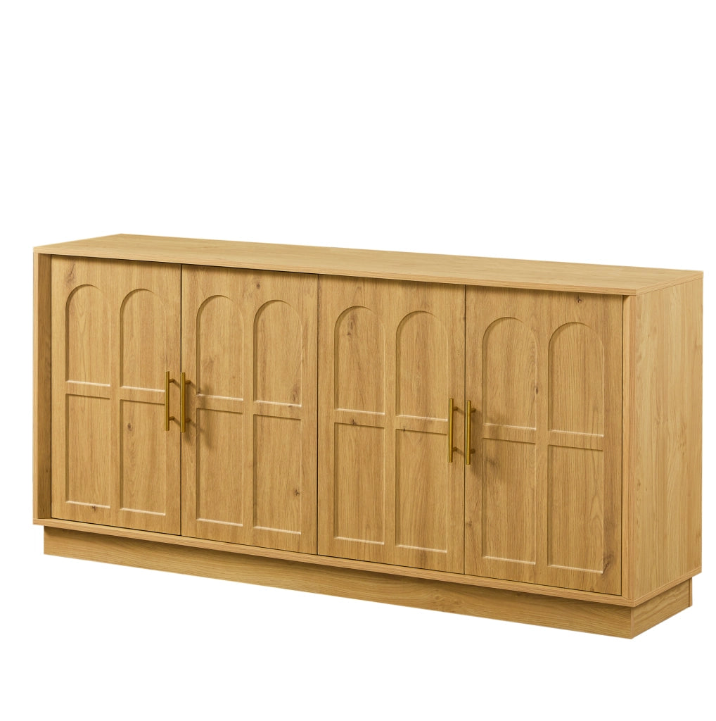 Sideboard con ripiani regolabili e ante curve in MDF naturale