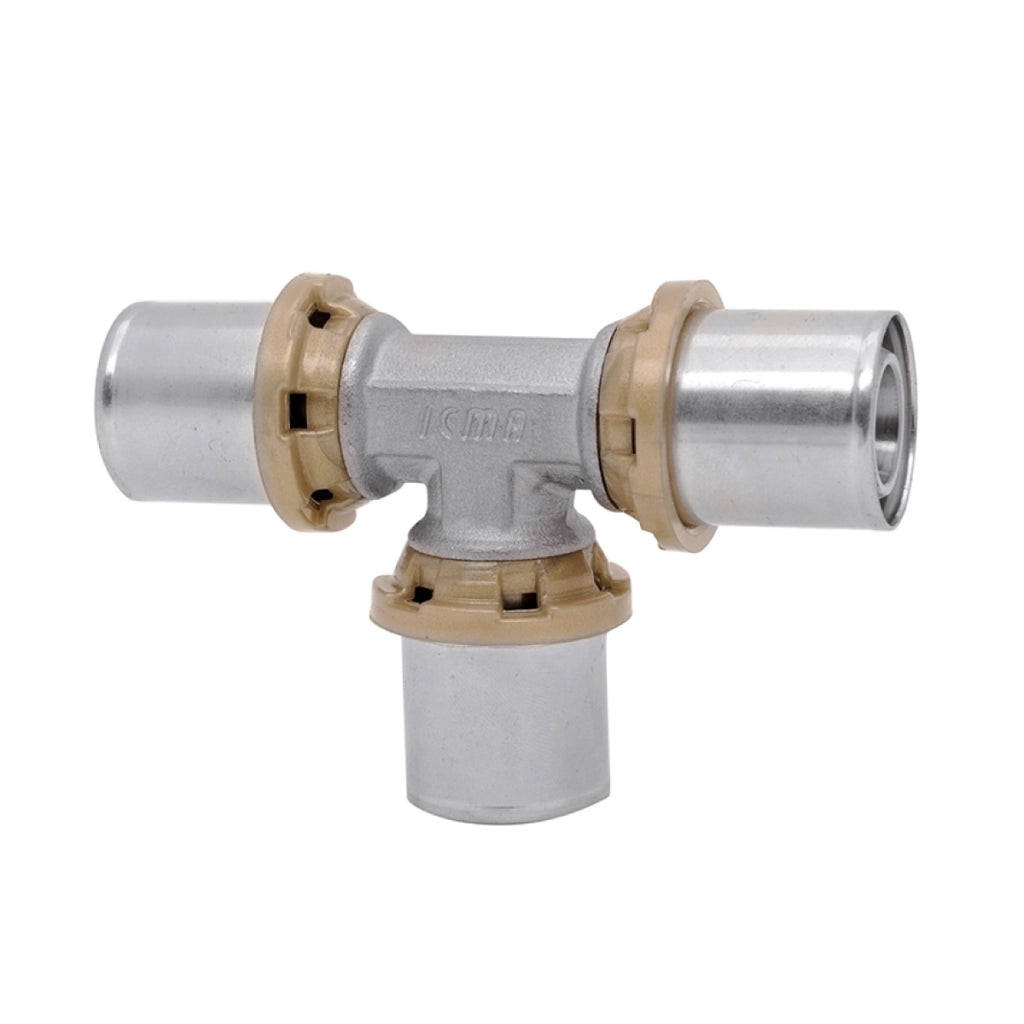 RACCORDO A T INTERMEDIO RIDOTTO A PRESSARE PER TUBO MULTISTRATO MODELLO 406 SEMPITER - Ø20 - Ø20 - Ø32X3  - ICM