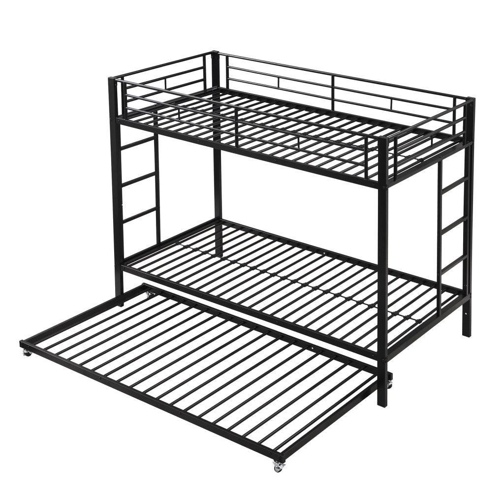 Letto a castello con letto estraibile metallo nero 90x200 cm