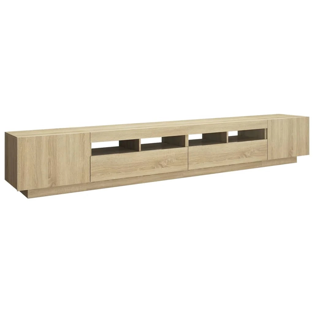 Mobile TV multimediale mensola TV credenza mobile TV per sala da pranzo soggiorno camera da letto con luci LED rovere Sonoma 260 x 35 x 40 cm marrone 02_0026774