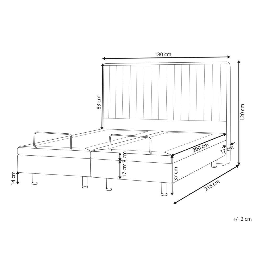 Letto Tessuto Beige chiaro Elettrico Regolabile con Telecomando 180 x 200 cm