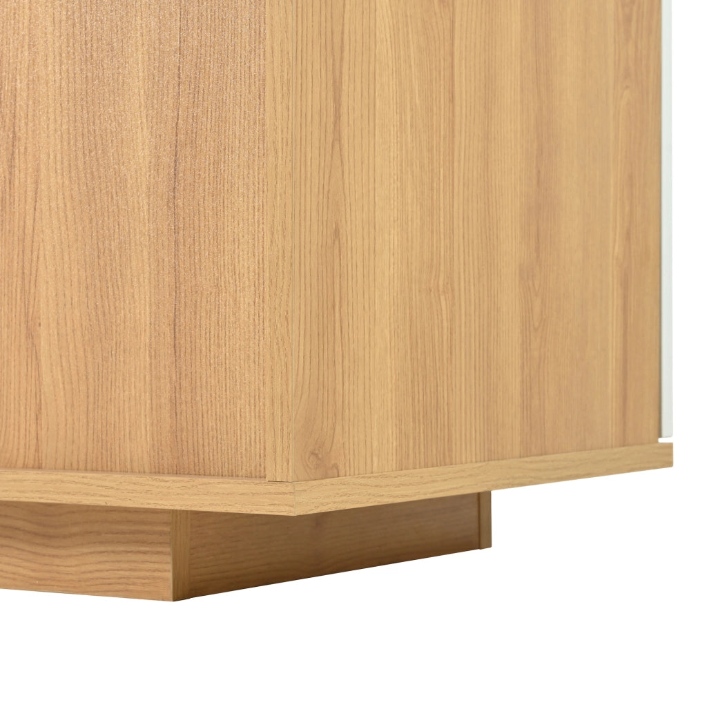 Sideboard 160x40x77 cm con illuminazione LED; 2 porte e 4 cassetti in MDF; naturale e bianco
