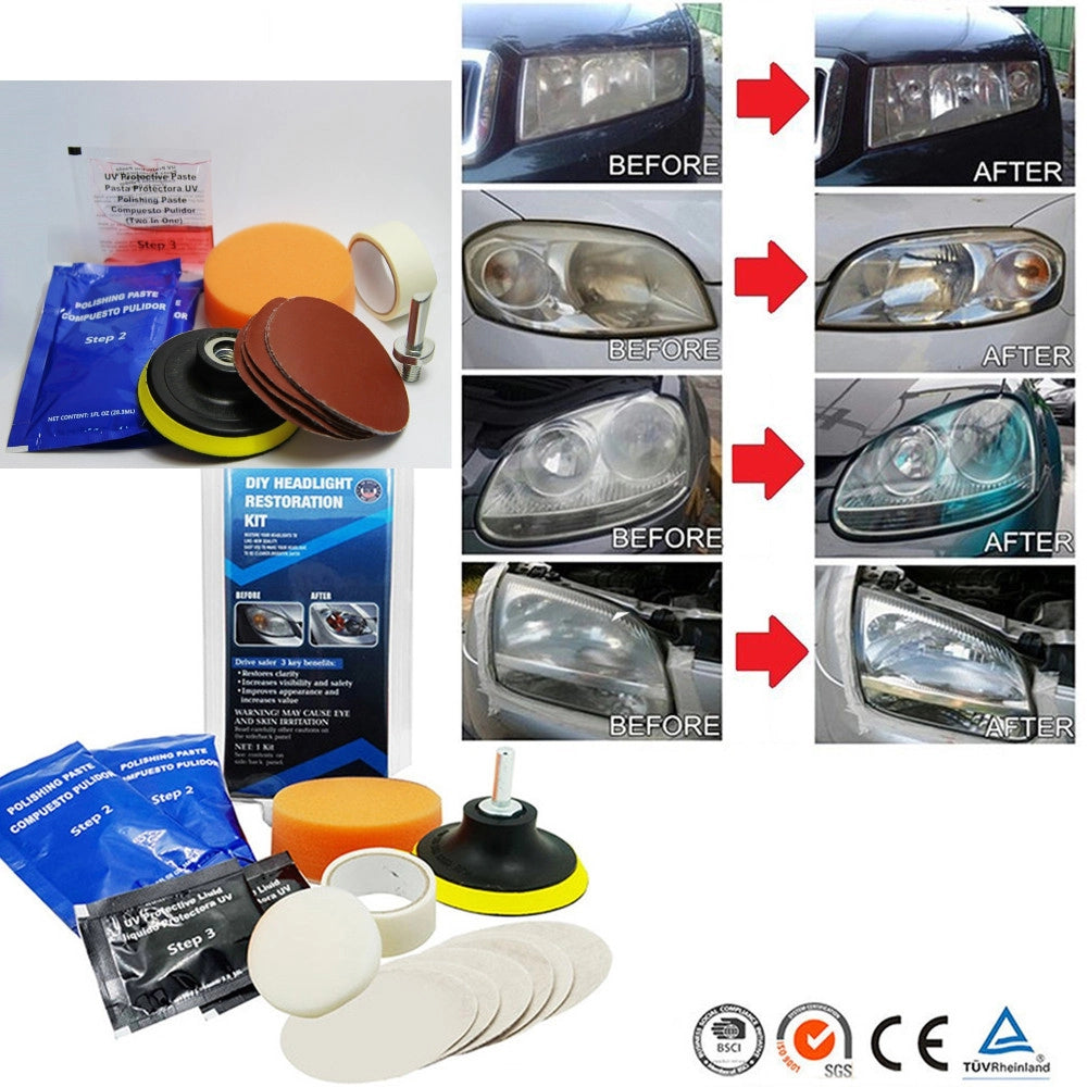 Trade Shop - Kit Riparazione Rinnova Fari Fanali Elimina Ingiallimento Auto Moto -