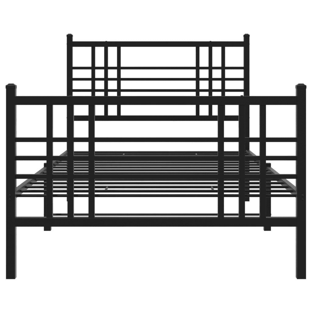 Giroletto con Testiera e Pediera Metallo Nero 90x190 cm