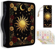 Borsa da studio vintage con disegno di fiori - Pelle PU - Tas per libri di appunti - Con segnalibro - 20,3 x 28,5 x 5,9 cm - Progetto vintage mistico