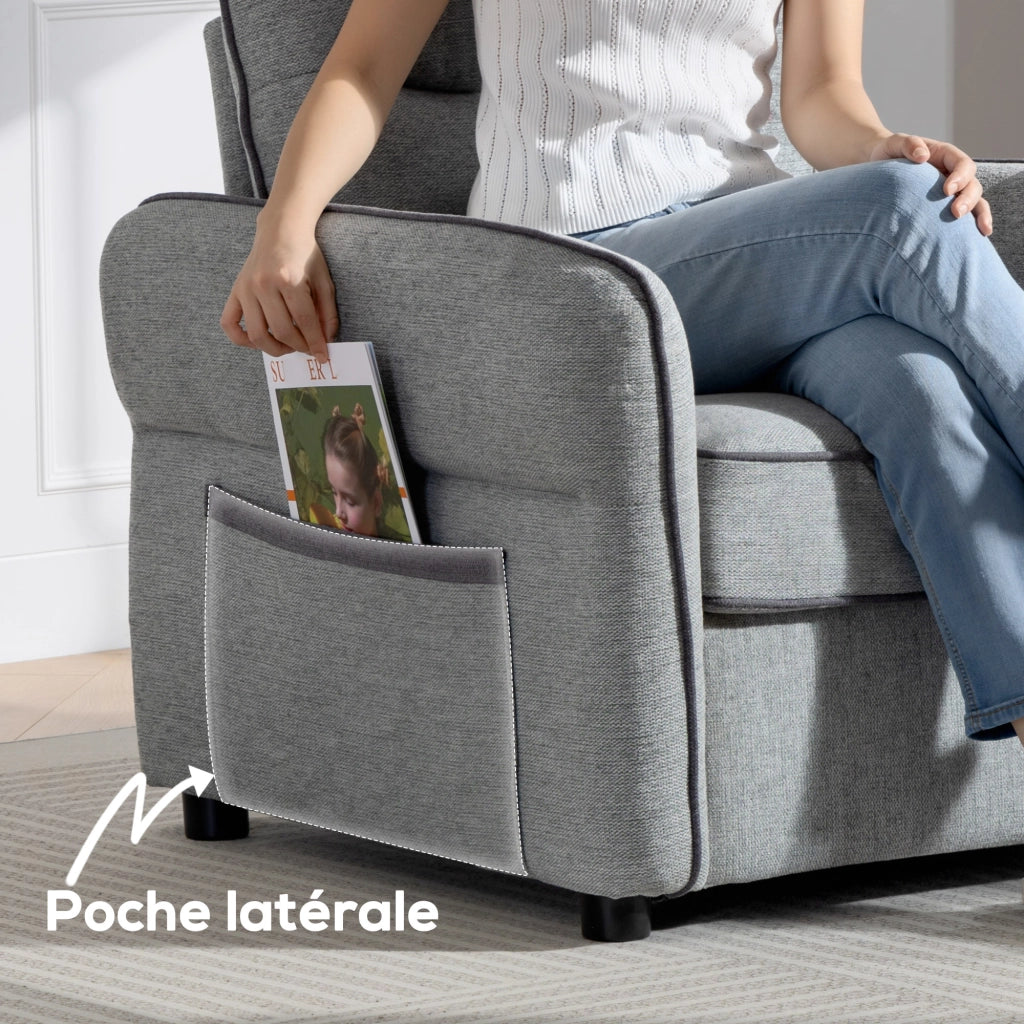 Divano 1 posto in velluto ¨C zephmum ¨C 80x81x90 cm grigio